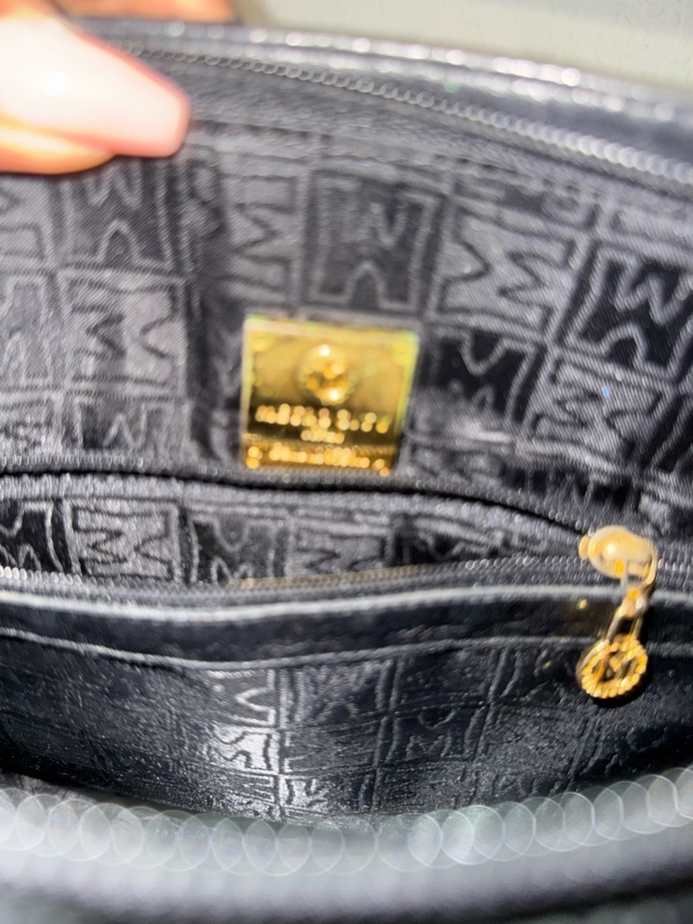 Metro City Black Quilted Leather Tote with Gold Chain straps. - Picture 7 of 10